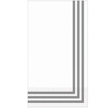 8" x 5" Silver Stripe Border Guest Towel