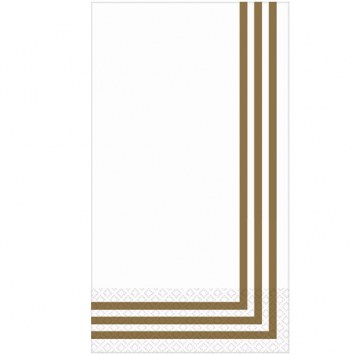 8" x 5" Gold Stripe Border Guest Towel