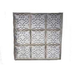 35" x 48" Natural White Washed 9 Square Openwork Panel