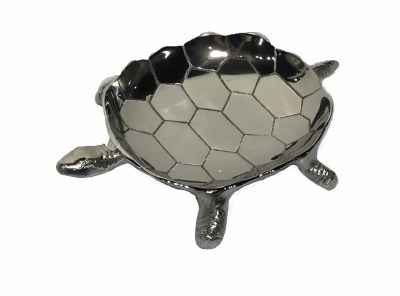 13" Silver Metal Turtle Dish