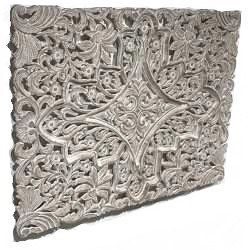 35" x 48" White Washed Openwork Wooden Wall Plaque