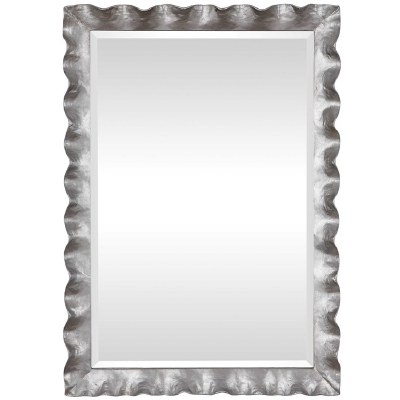 40" x 28" Silver Ruffle Edge Metal Mirror