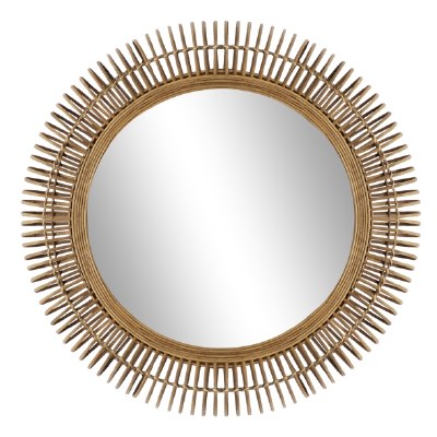 32" Round Rattan Mirror