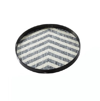 24" Round Mother Of Pearl Chevron Tray