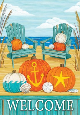 40" x 28" Beach Pumpkins Welcome Flag