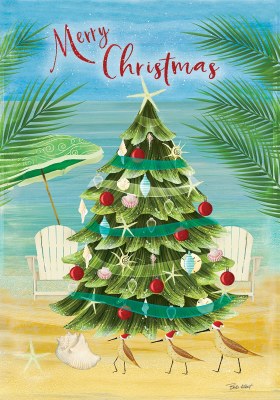 18" x 12" Mini Coastal Christmas Tree Flag