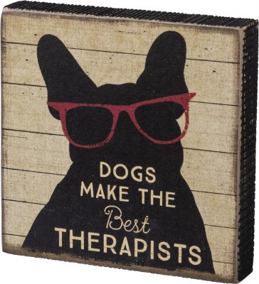 5" Square Dogs Therapist Wooden Plaque