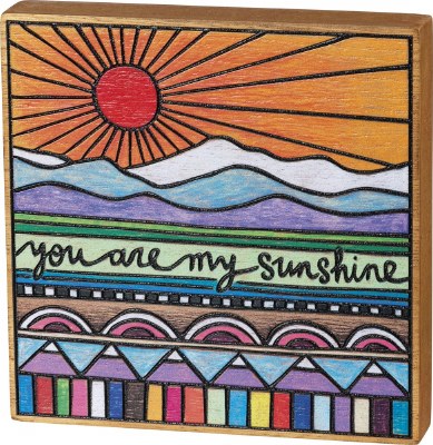 6" Square Multicolored You Are My Sunshine Wooden Plaque