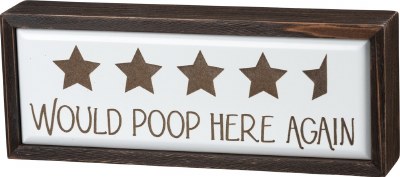 4" x 10" Poop Here Again Wooden Plaque