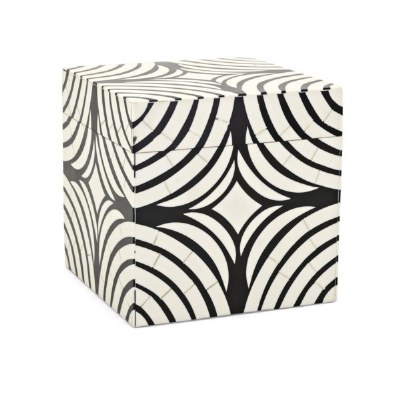 8" Square Black and White Circle Design Box