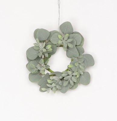 3" Faux Opening Gray Eucalyptus Leaf Candle Ring