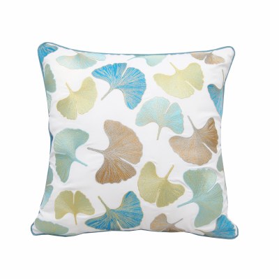 18" Square Ginkgo Pattern Indoor Outdoor Pillow