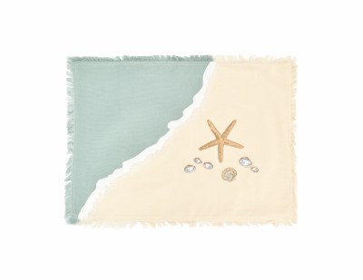 13" x 19" Embroidered Starfish and Shells Placemat