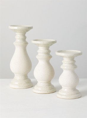 8", 10" and 12" Set of 3 Cream Candleholders