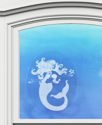 5" Oval Mermaid White Window Cling