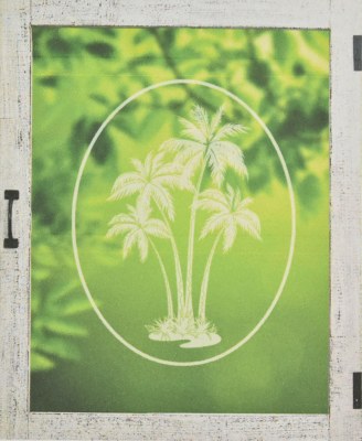 5" Oval Palm Trees White Window Cling