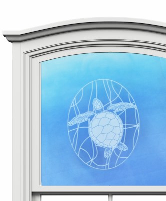 5" Oval Turtle White Window Cling
