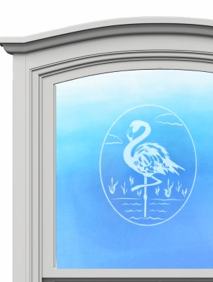 5" Oval Flamingo White Window Cling