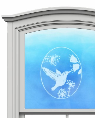 5" Oval Hummingbird White Window Cling