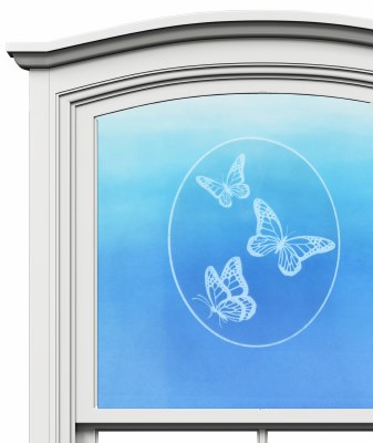 5" Oval Triple Butterfly White Window Cling