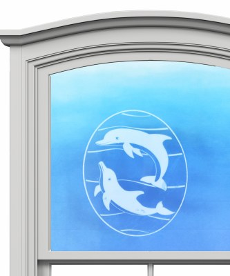 5" Oval Dolphin White Window Cling