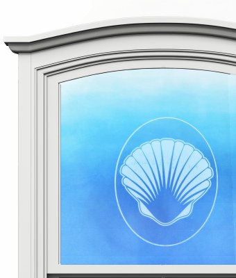 5" Oval Scallop White Window Cling