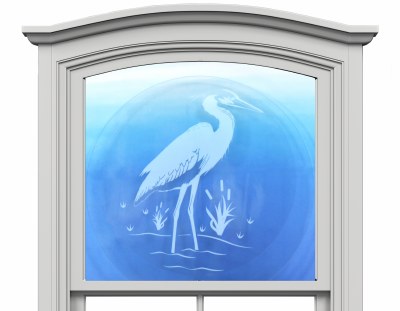 12" Circle Heron White Window Clings