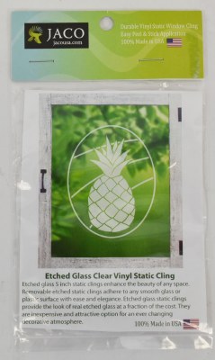 5" Oval White Pineapple Window Cling