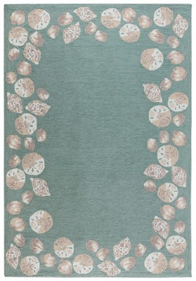 2' x 3' Aqua Seashell Border Rug