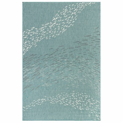 3'3" x 4'11" Aqua School Of Fish Rug