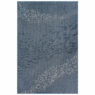 4.10' x 7.6' Navy School Of Fish Rug