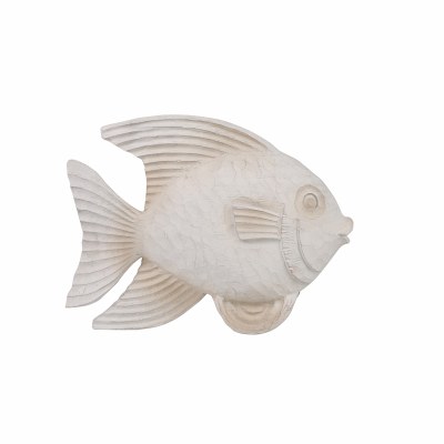 10" Distressed White Finish Polyresin Fish