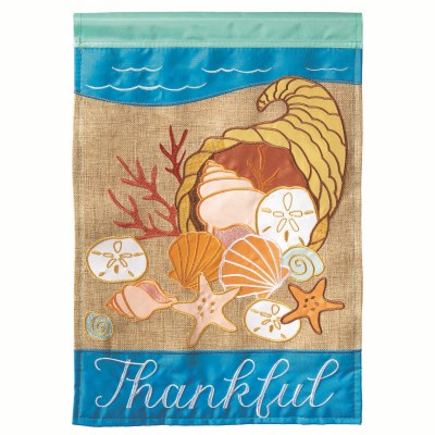 42" x 29" Thankful Shells In Cornucopia Garden Flag