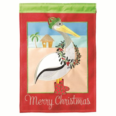18" x 13" Mini Merry Christmas Pelican Garden Flag