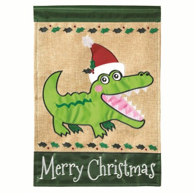 18" x 13" Mini Merry Christmas Gator Garden Flag