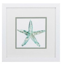 11" Square Aqua Starfish Framed Print Under Glass