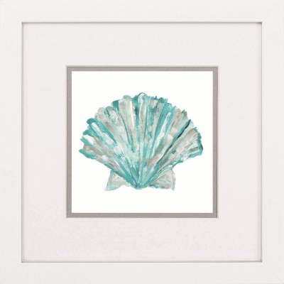 17" Square Aqua Scallop Framed Print Under Glass