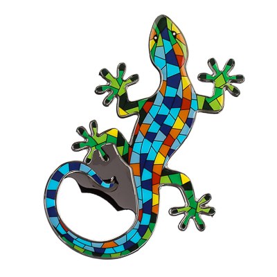 4" Multicolored Mosaic Gecko Bottle Opener