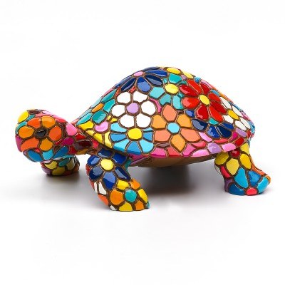 5" Multicolored Mosaic Flower Turtle