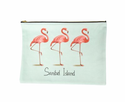 Sanibel Flamingos Zipper Bag