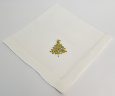 20" Silver and Gold Christmas Tree Napkin
