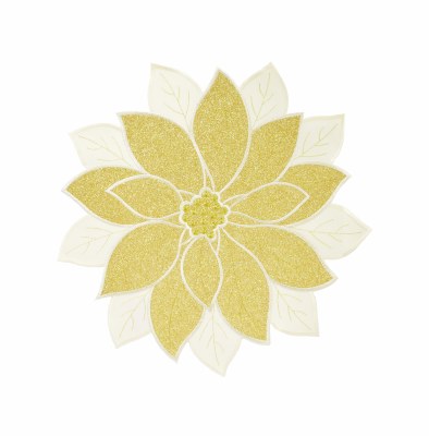 14" Round Gold Poinsettia Placemat