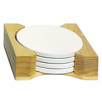 Natural Wood Round Coaster Holder