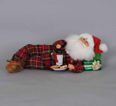 16" Midnight Snack Laying Santa Figurine