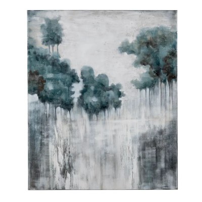 60" x 50" Gray and Blue Tree Canvas