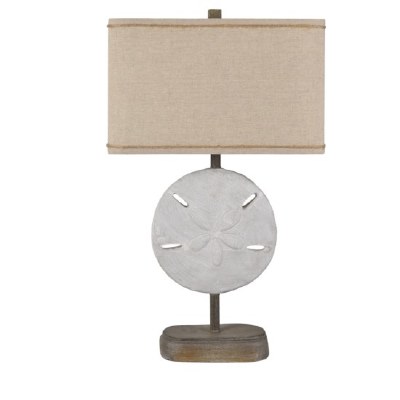 26" Off White Polyresin Sand Dollar Table Lamp