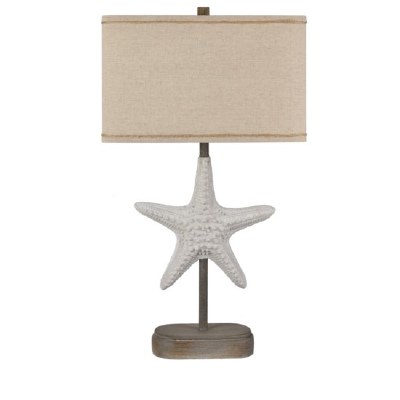 28" Off White Polyresin Starfish Table Lamp