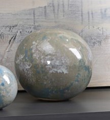 7" Aqua and Blue Ceramic Orb