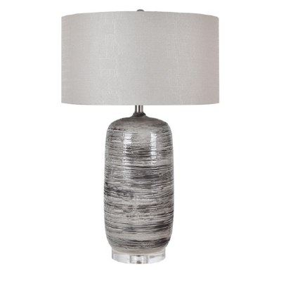 33" Gray Lines Ceramic Table Lamp