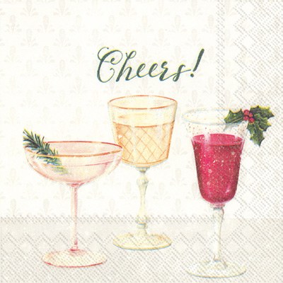 5" x 5" Cheers 3 Glasses Beverage Napkin
